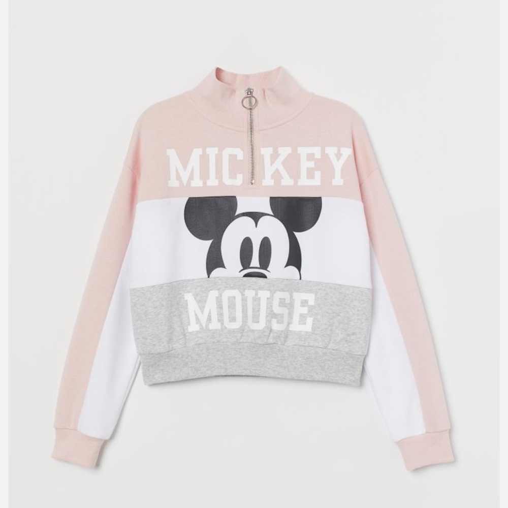 H&M Pink and Gray Mickey Mouse Sweatshirt